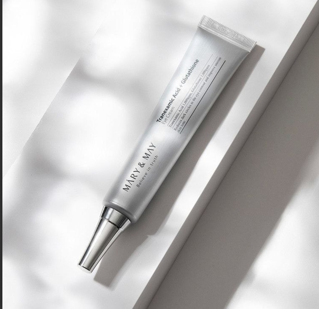 MARY & MAY - Tranexamic Acid + Glutathione Eye Cream   💠کرم دور چشم ترانگزمیک اسید و گلوتاتیون از برند مری اند می ✅حجم : 12 میل