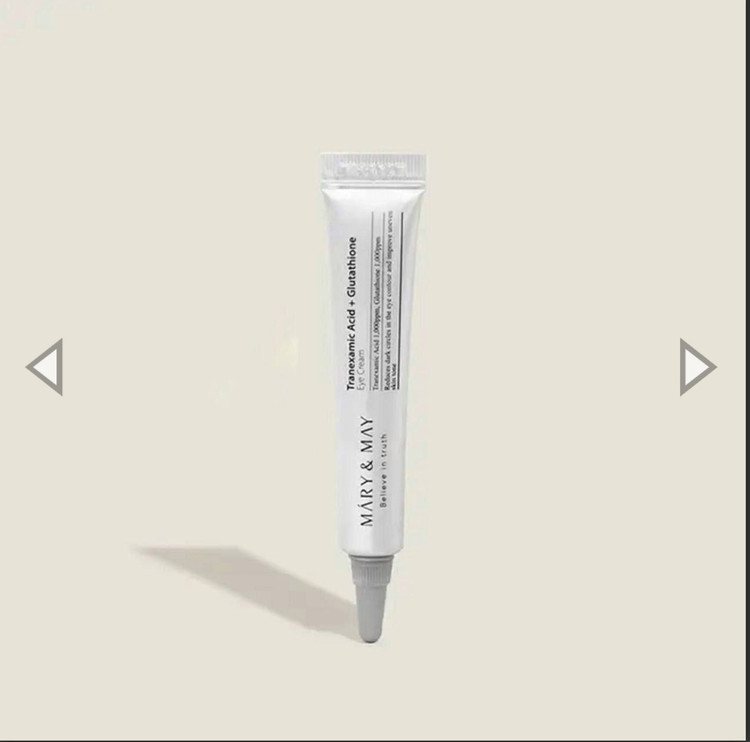 MARY & MAY - Tranexamic Acid + Glutathione Eye Cream 💠کرم دور چشم ترانگزمیک اسید و گلوتاتیون از برند مری اند می ✅حجم : 12 میل